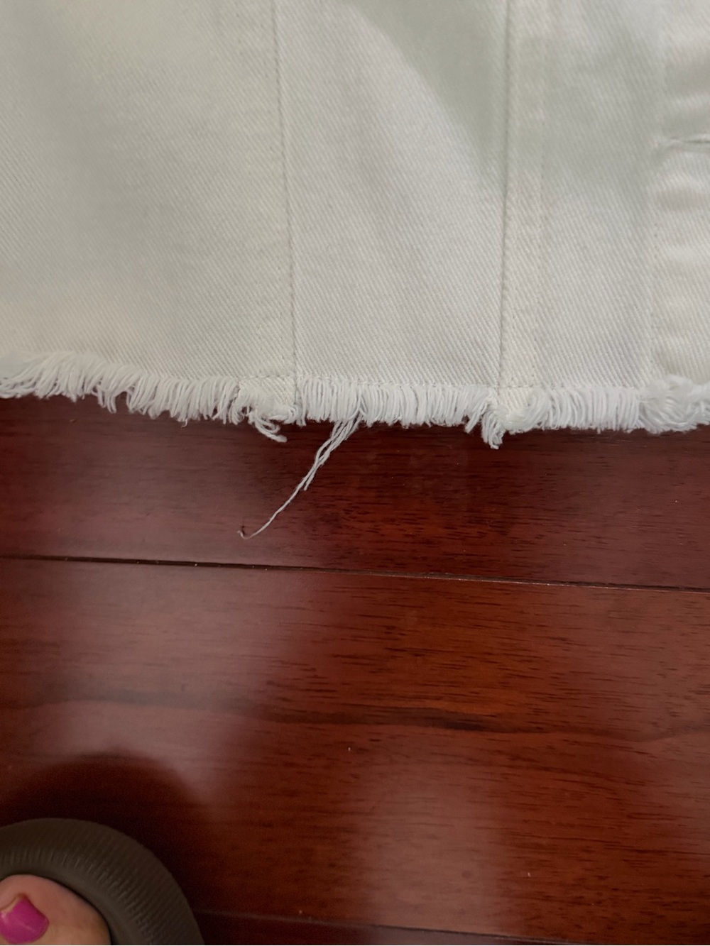 White Denim Jacket With Frayed Hem - Picture 3 of 4